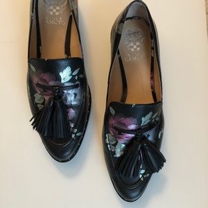 Black and Metallic Floral Leather Vince Camuto Oxfords
